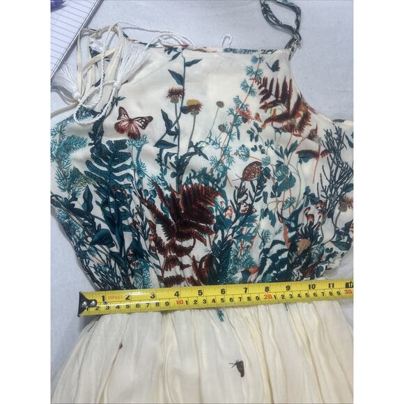 Ace Fashion Maxi Floor Woman's Sz L Spaghetti Strap Summer Cottage Fairy Crochet - Picture 9 of 16